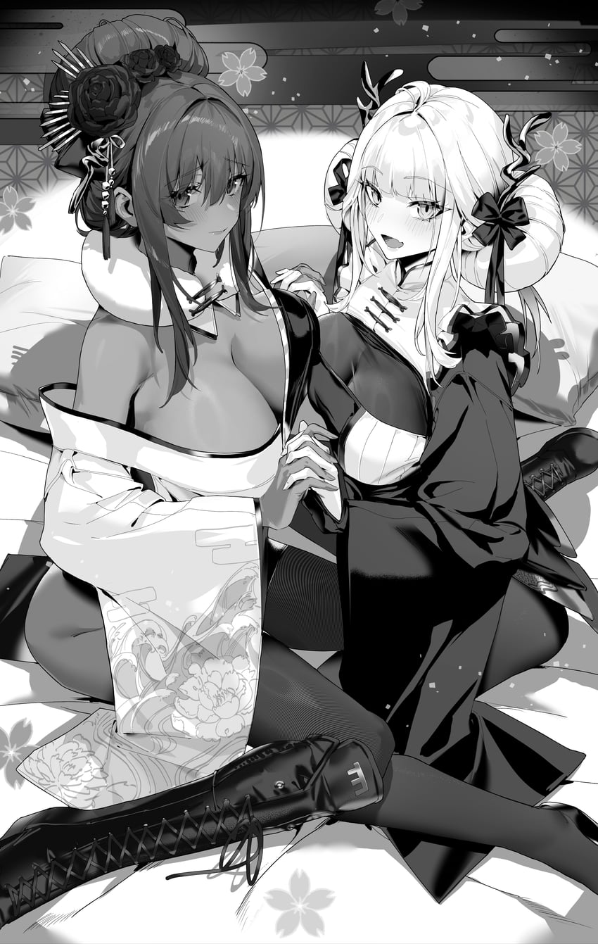 blanc and noir (goddess of victory: nikke) drawn by bankongping