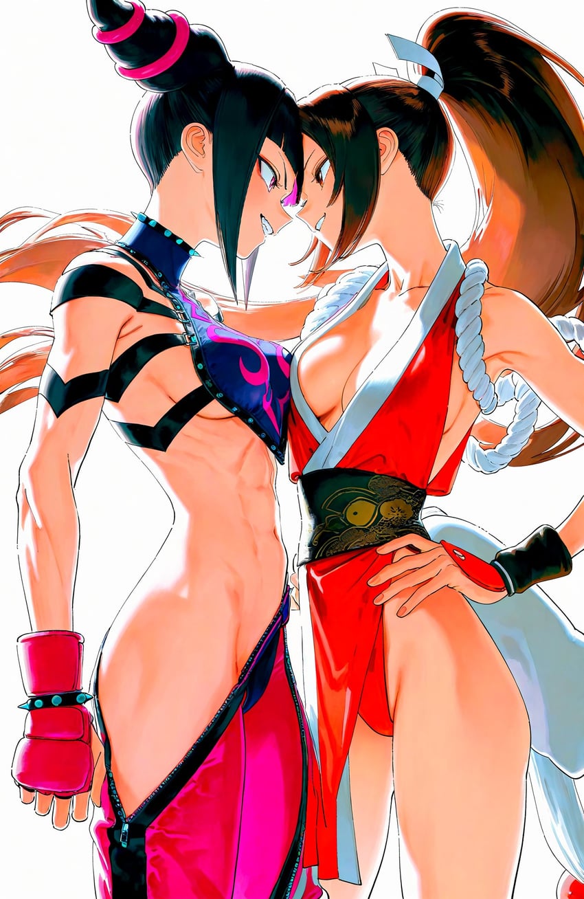 shiranui mai and han juri (street fighter and 2 more) drawn by hoshino_akarii
