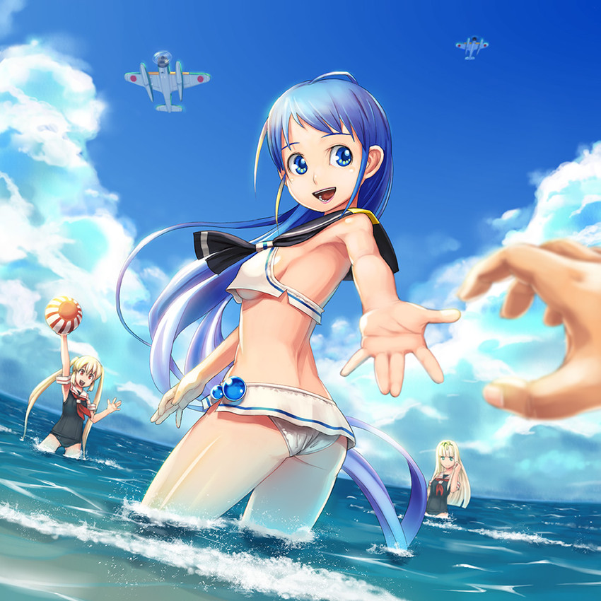 yuudachi, samidare, and murasame (kantai collection) drawn by maruta_kentarou