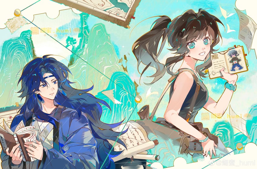 laojun and li qingning (luo xiaohei zhanji and 1 more) drawn by humi_humi