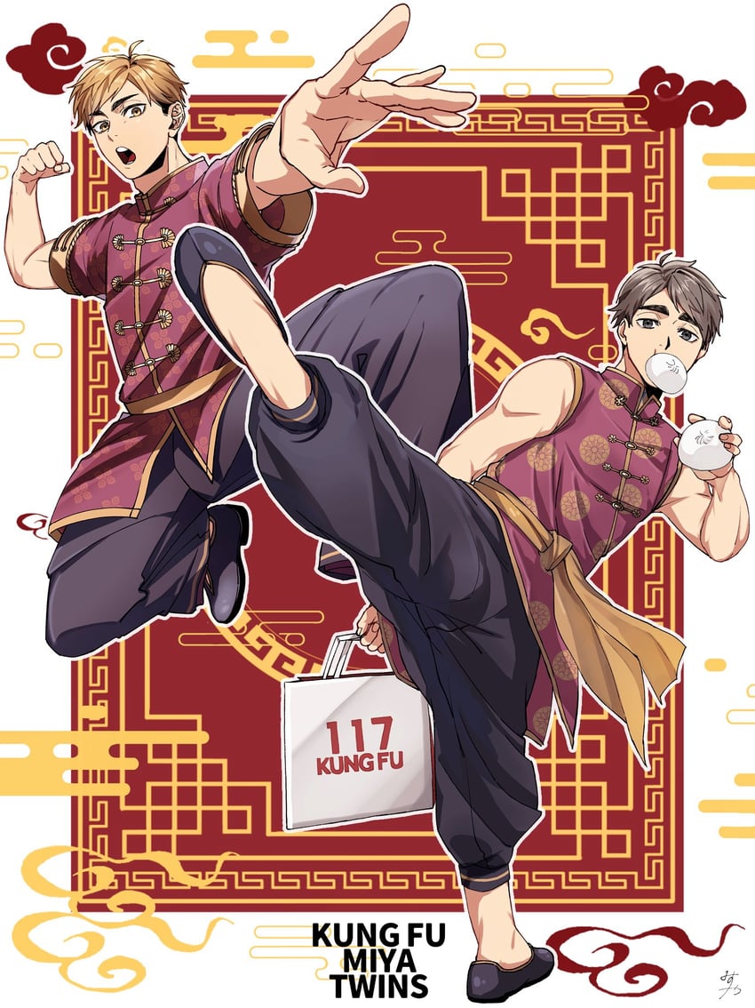 miya atsumu and miya osamu (haikyuu!!) drawn by omg_genjitsu