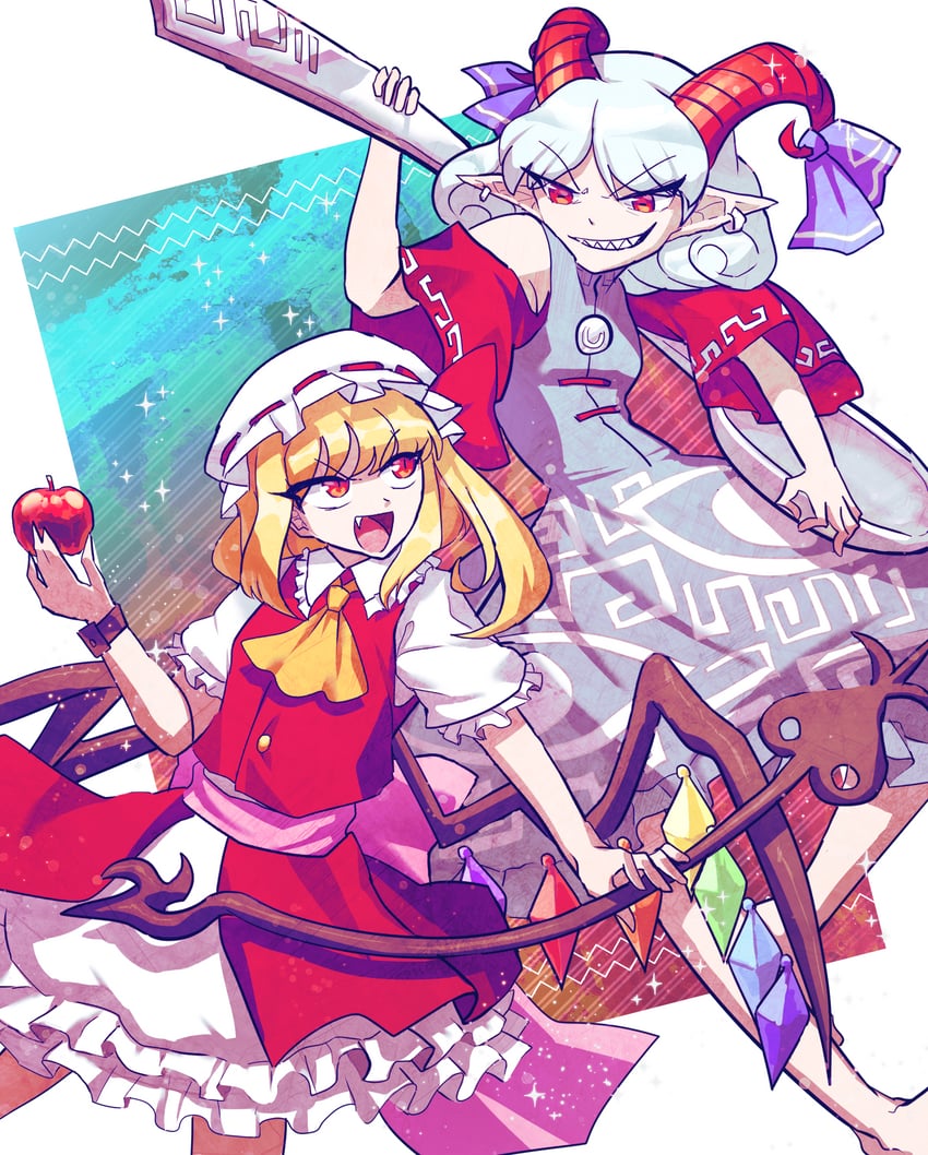 flandre scarlet and toutetsu yuuma (touhou and 1 more) drawn by nova_(artist)