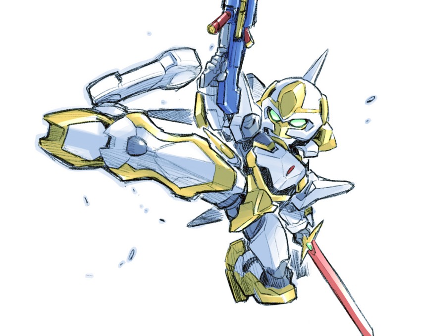 lancelot and lancelot z-01 (code geass) drawn by kato_takuji