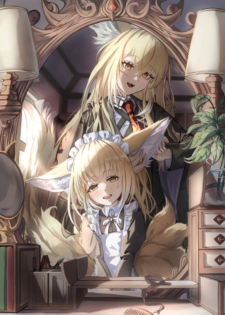 suzuran and vulpisfoglia (arknights) drawn by kurosabi_neko
