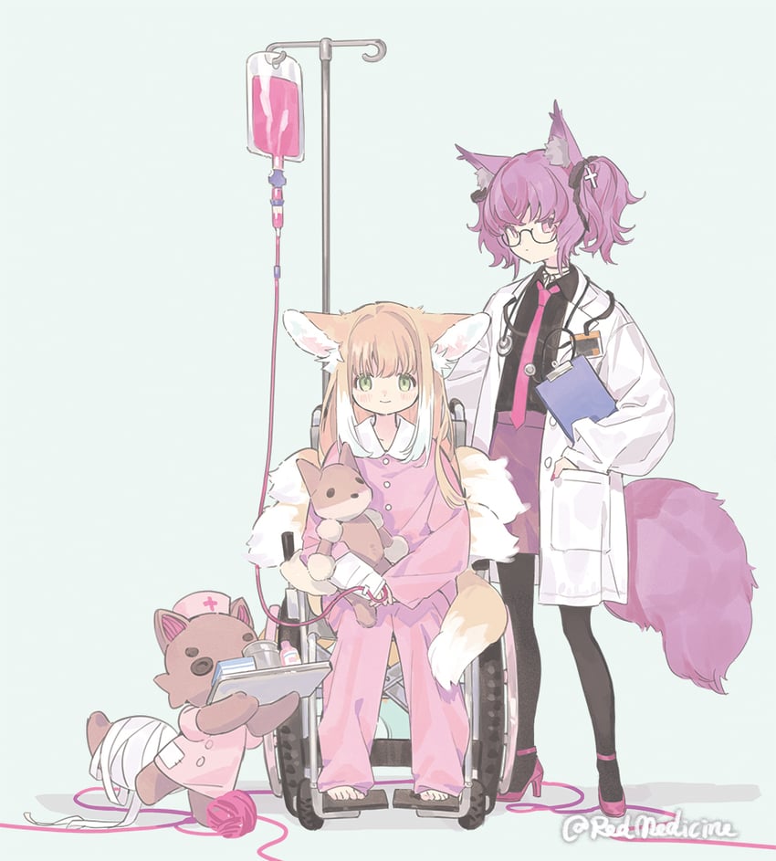 suzuran, shamare, and morte (arknights) drawn by red_medicine