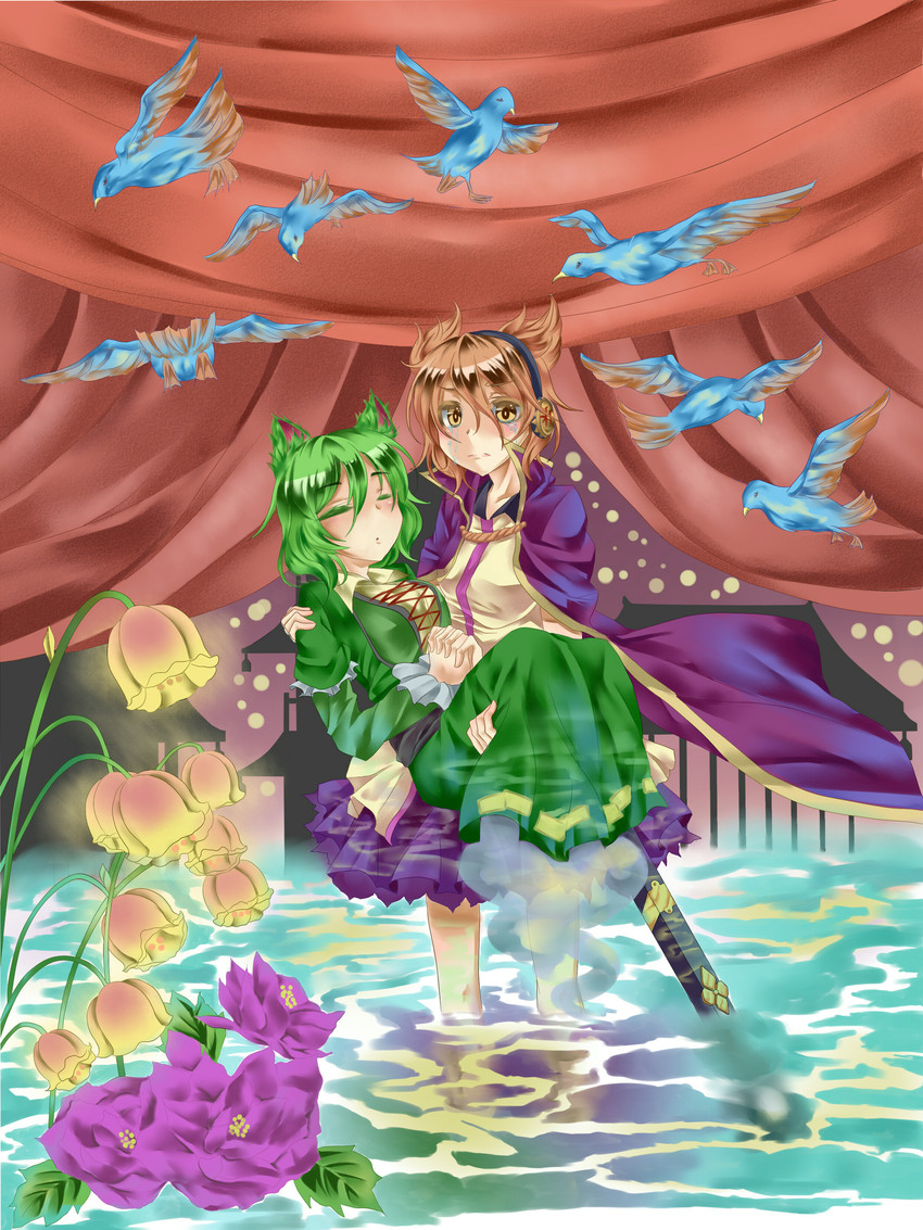 toyosatomimi no miko and soga no tojiko (touhou) drawn by inui_(artist)