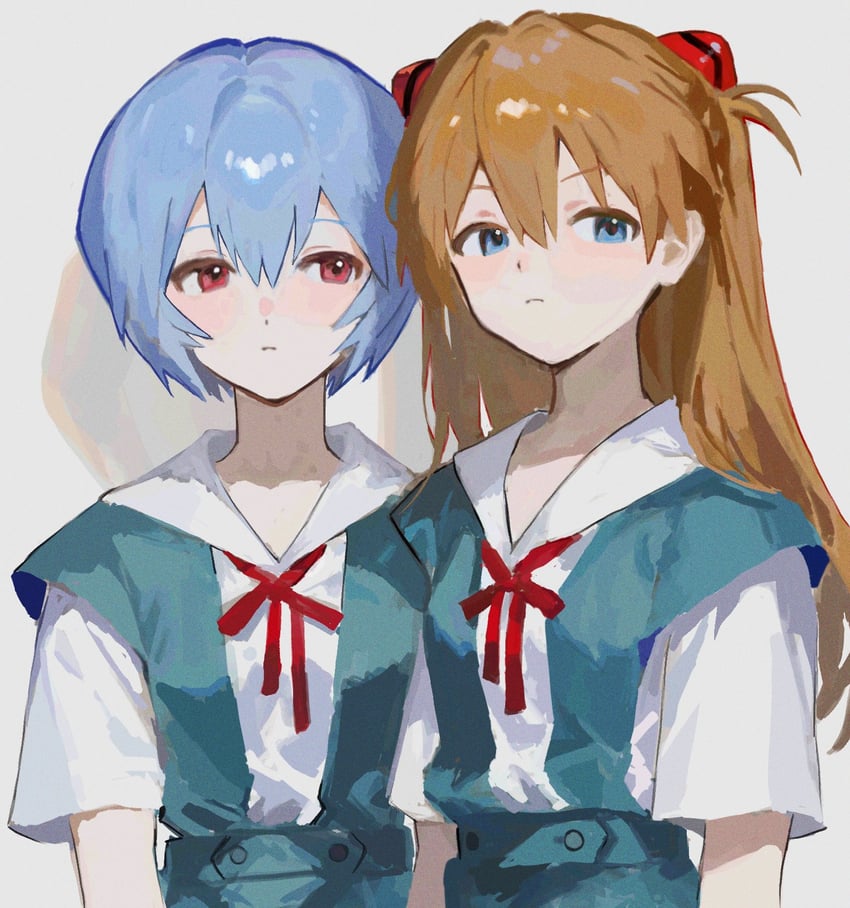 souryuu asuka langley and ayanami rei (neon genesis evangelion) drawn by mreek