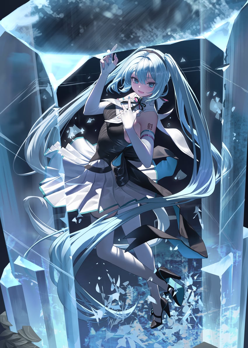 hatsune miku (vocaloid and 1 more) drawn by xzu