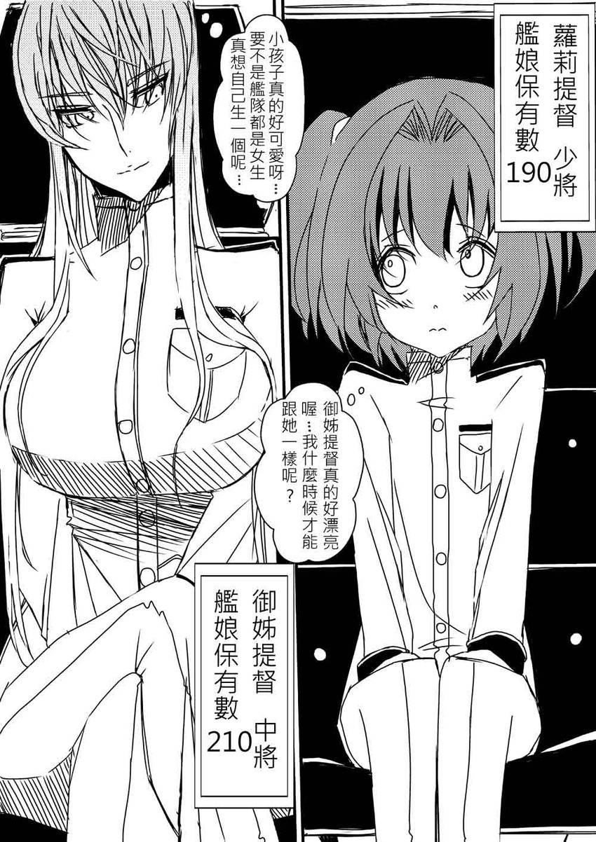 female admiral and little girl admiral (kantai collection) drawn by bencao_gangmu