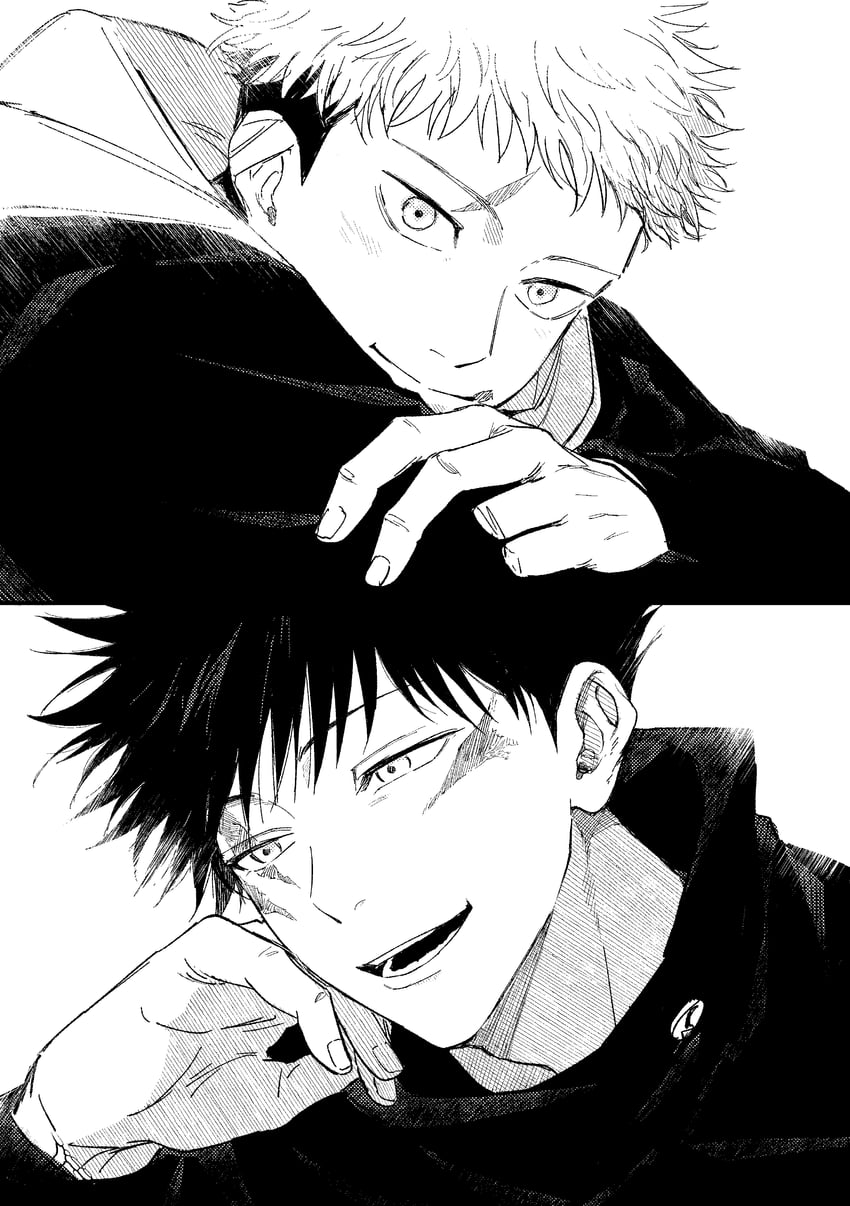 itadori yuuji and fushiguro megumi (jujutsu kaisen) drawn by bjnoko