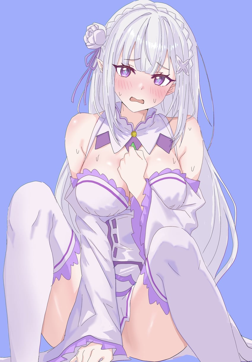 emilia (re:zero kara hajimeru isekai seikatsu) drawn by warg_game