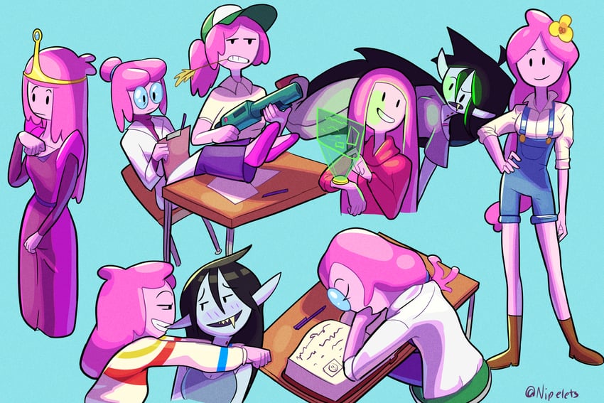 marceline abadeer and princess bonnibel bubblegum (adventure time and 1 more) drawn by niplets