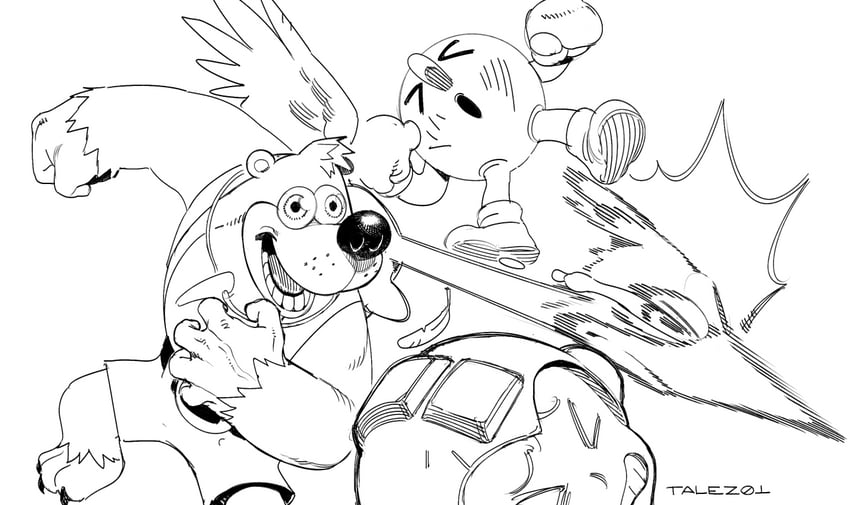 mega man, pac-man, kazooie, and banjo (super smash bros. and 3 more) drawn by conto