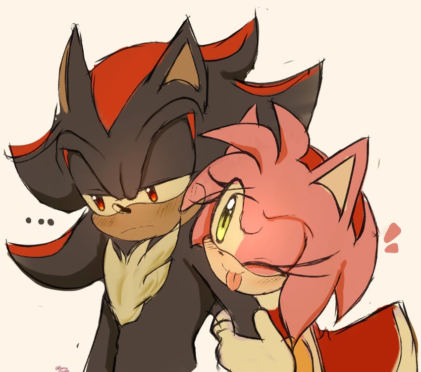shadow the hedgehog and amy rose (sonic) drawn by runny_pinki06