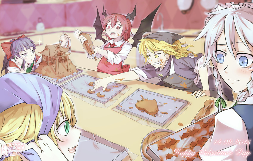 hakurei reimu, kirisame marisa, izayoi sakuya, alice margatroid, and koakuma (touhou) drawn by worthlessvalor