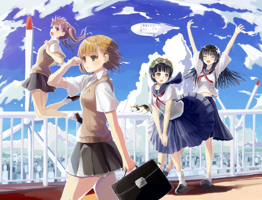 misaka mikoto, shirai kuroko, saten ruiko, and uiharu kazari (toaru majutsu no index and 1 more) drawn by hareno_chiame