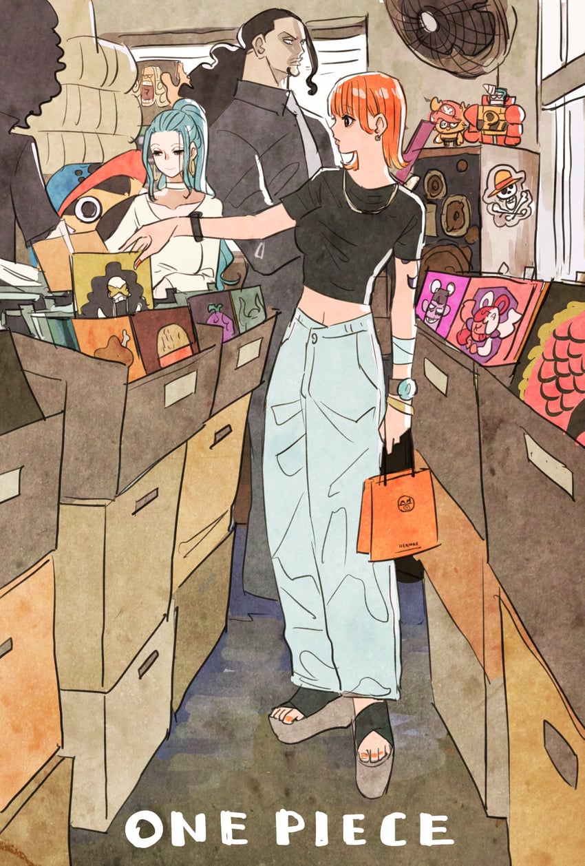nami, tony tony chopper, uta, brook, franky, and 6 more (one piece) drawn by takeuchi_ryousuke