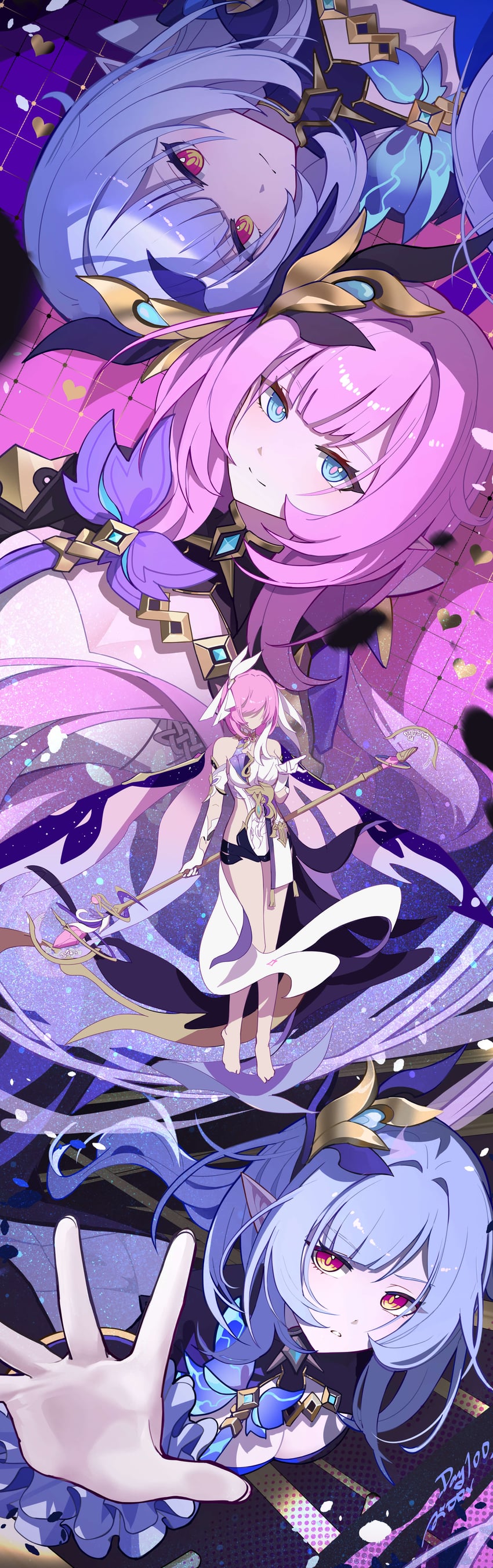 elysia and herrscher of corruption (honkai and 1 more) drawn by ai_dongdong