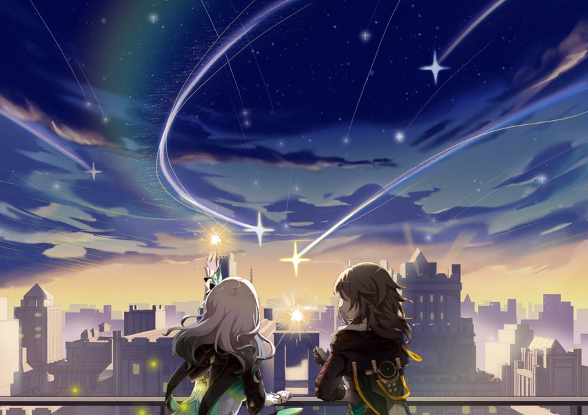 trailblazer, firefly, and stelle (honkai and 1 more) drawn by xing_feng_singfor