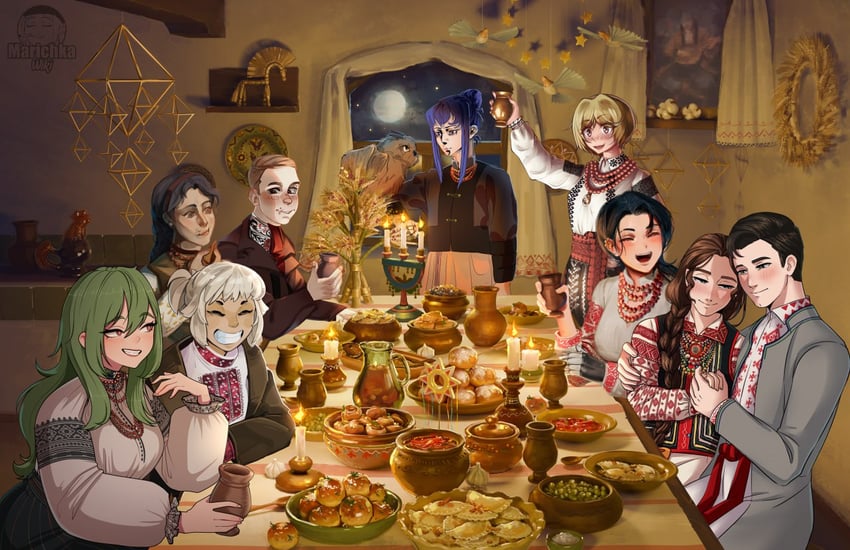 marichka, eva, nika, levchenko ahapiia oleksandrivna, hanna kovalchuk, and 3 more (original) drawn by funkiflame, korzynka_persykiv, leokim, linyvets_chan, miaz, pits007, procrastynacia, sphenodaile, and usergore