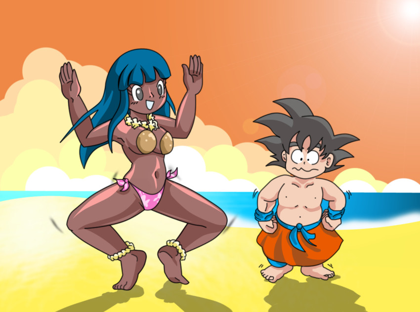 son goku and chi-chi (dragon ball) drawn by hokanuka_(kohanuka23)