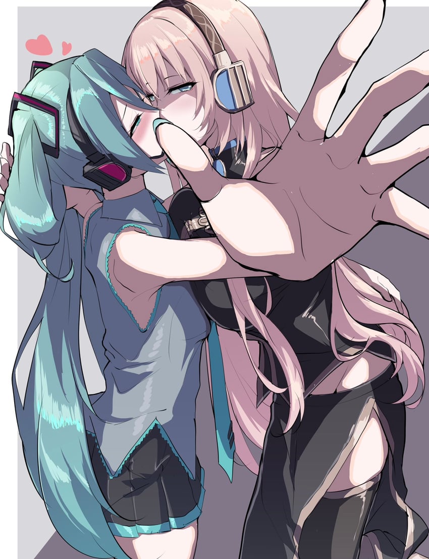 hatsune miku and megurine luka (vocaloid) drawn by shiroinu_(shiroinu_283p)