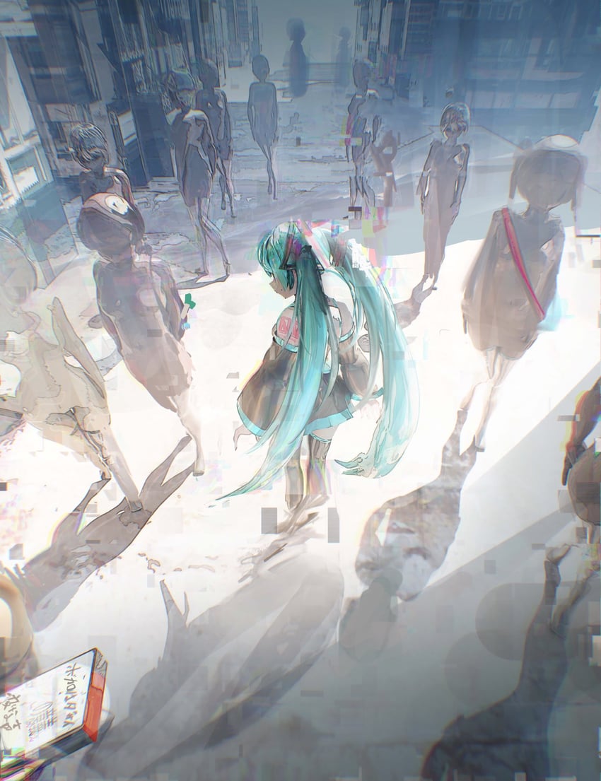 hatsune miku (vocaloid and 1 more) drawn by houtei9