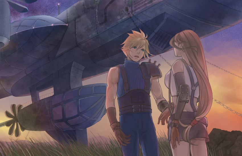 tifa lockhart and cloud strife (final fantasy and 1 more) drawn by shillo