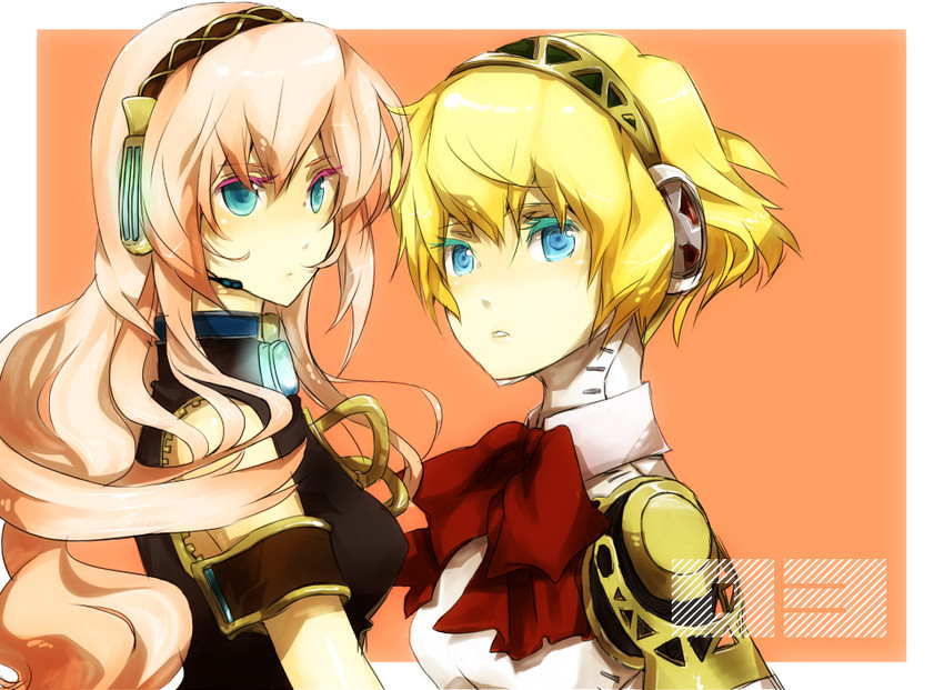 megurine luka and aigis (vocaloid and 2 more) drawn by houhou_(black_lack)