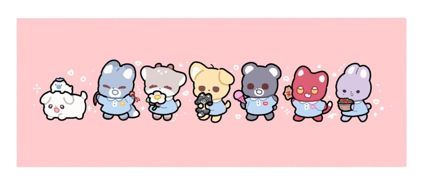 park moondae, seon ahyun, cha eugene, kim raebin, bae sejin, and 2 more (debwi mos hamyeon jugneun byeong geollim) drawn by bbing_zzi