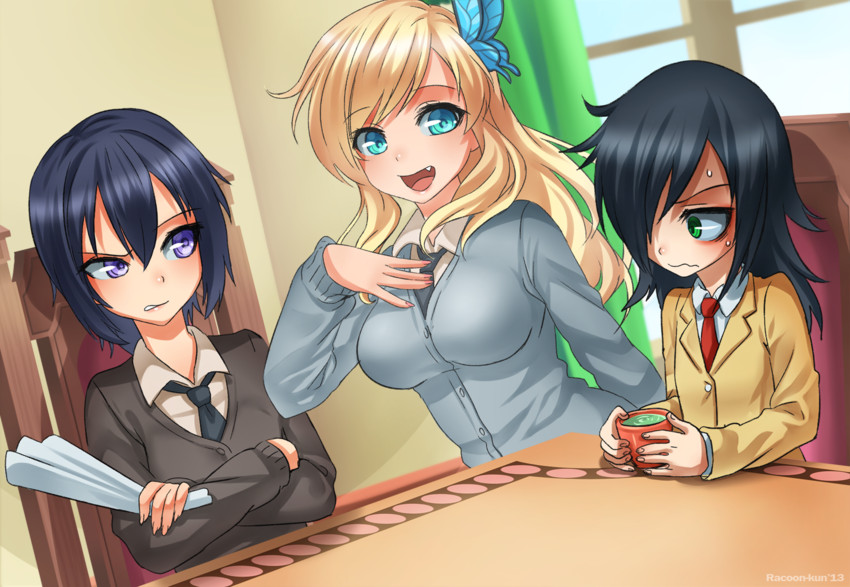 kuroki tomoko, kashiwazaki sena, and mikazuki yozora (watashi ga motenai no wa dou kangaetemo omaera ga warui! and 1 more) drawn by racoon-kun