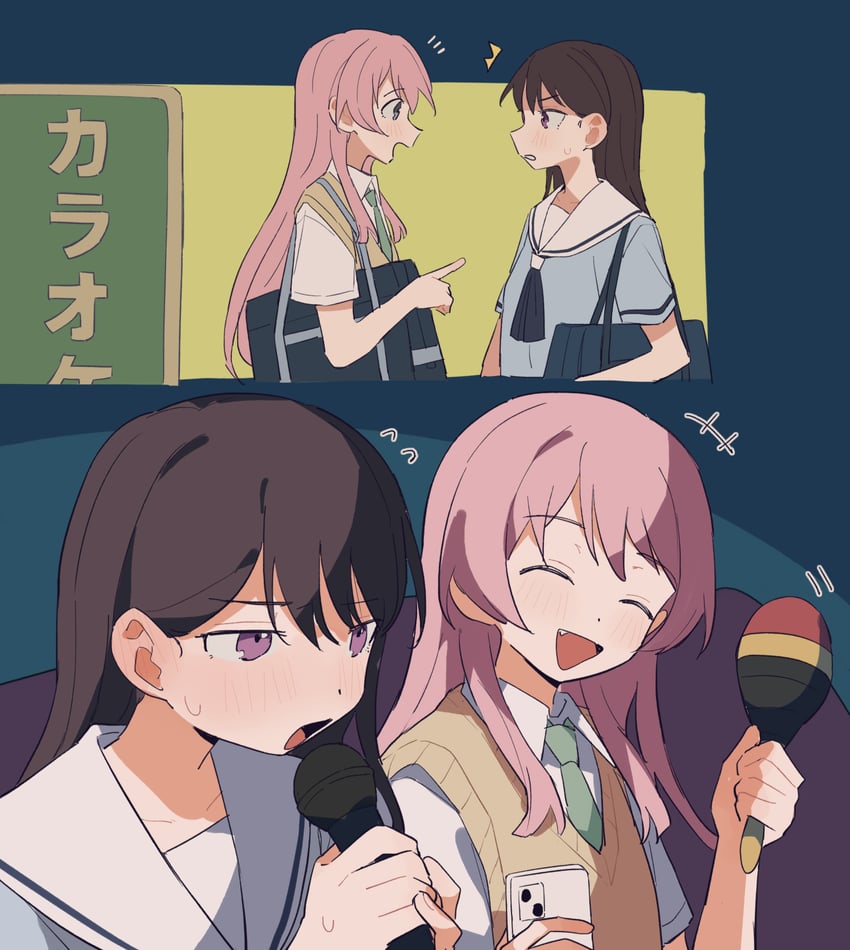 chihaya anon and shiina taki (bang dream! and 1 more) drawn by coldcat.