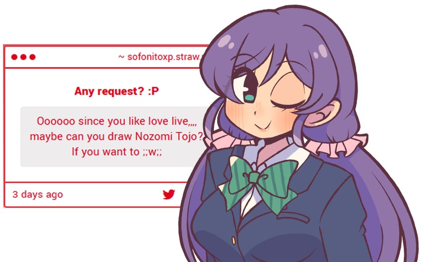 tojo nozomi (love live! and 2 more) drawn by sofo_soup