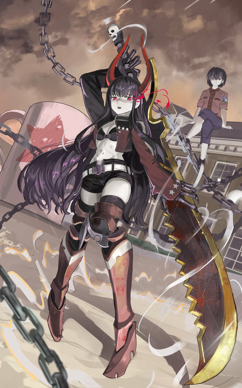 black gold saw and irino saya (black rock shooter) drawn by 39citrine