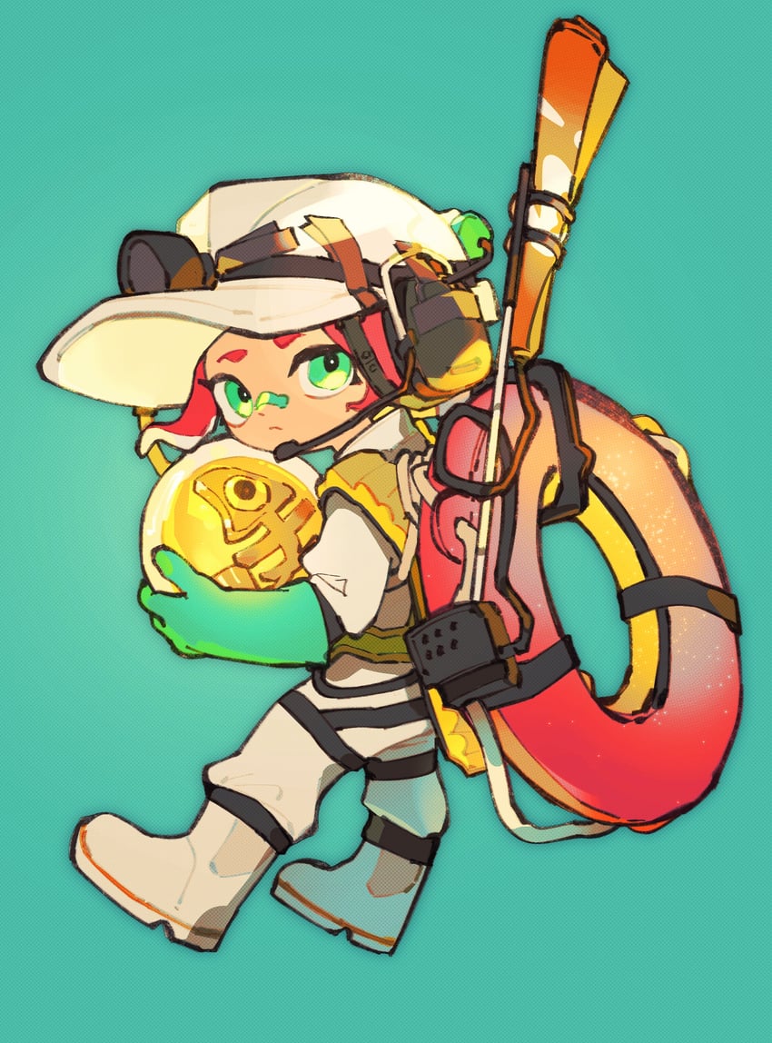 octoling player character and octoling girl (splatoon and 1 more) drawn by inari1369