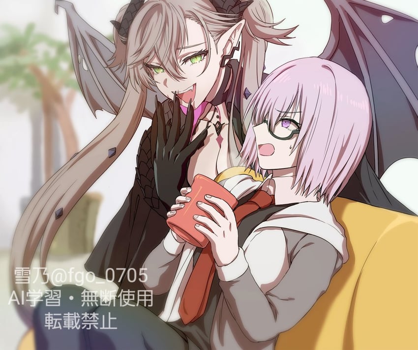 mash kyrielight and lilith (fate and 1 more) drawn by yukino_(stardust)