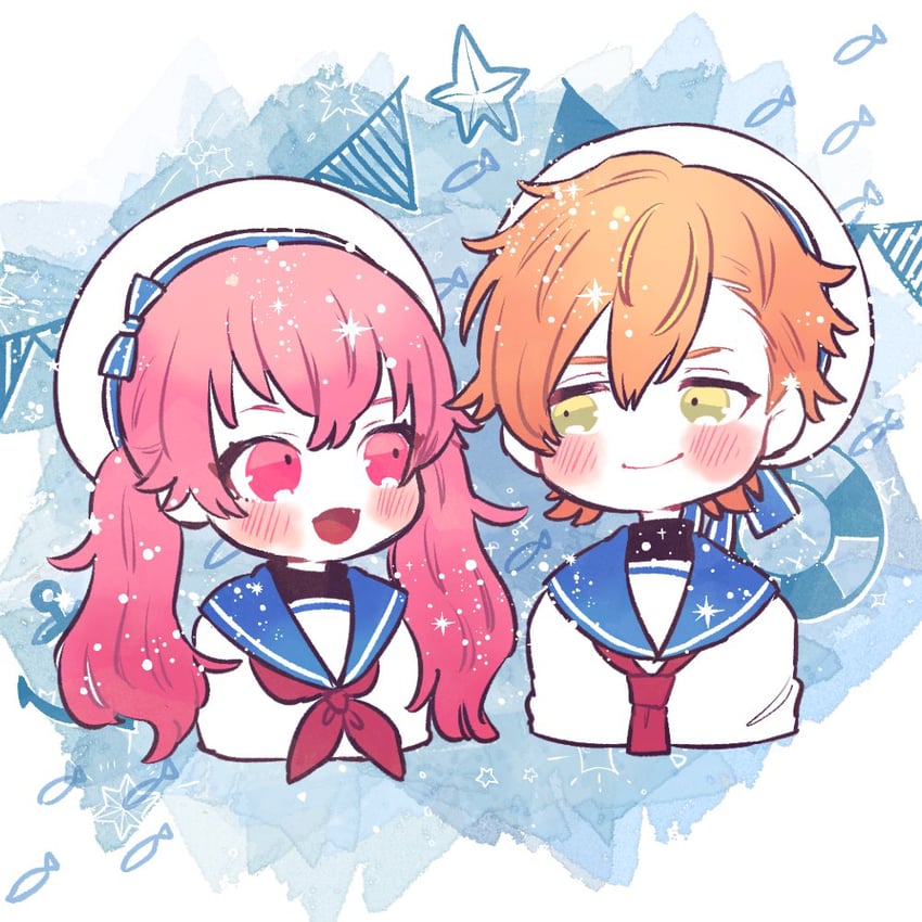 shinonome akito and momoi airi (project sekai) drawn by poppu_usagi