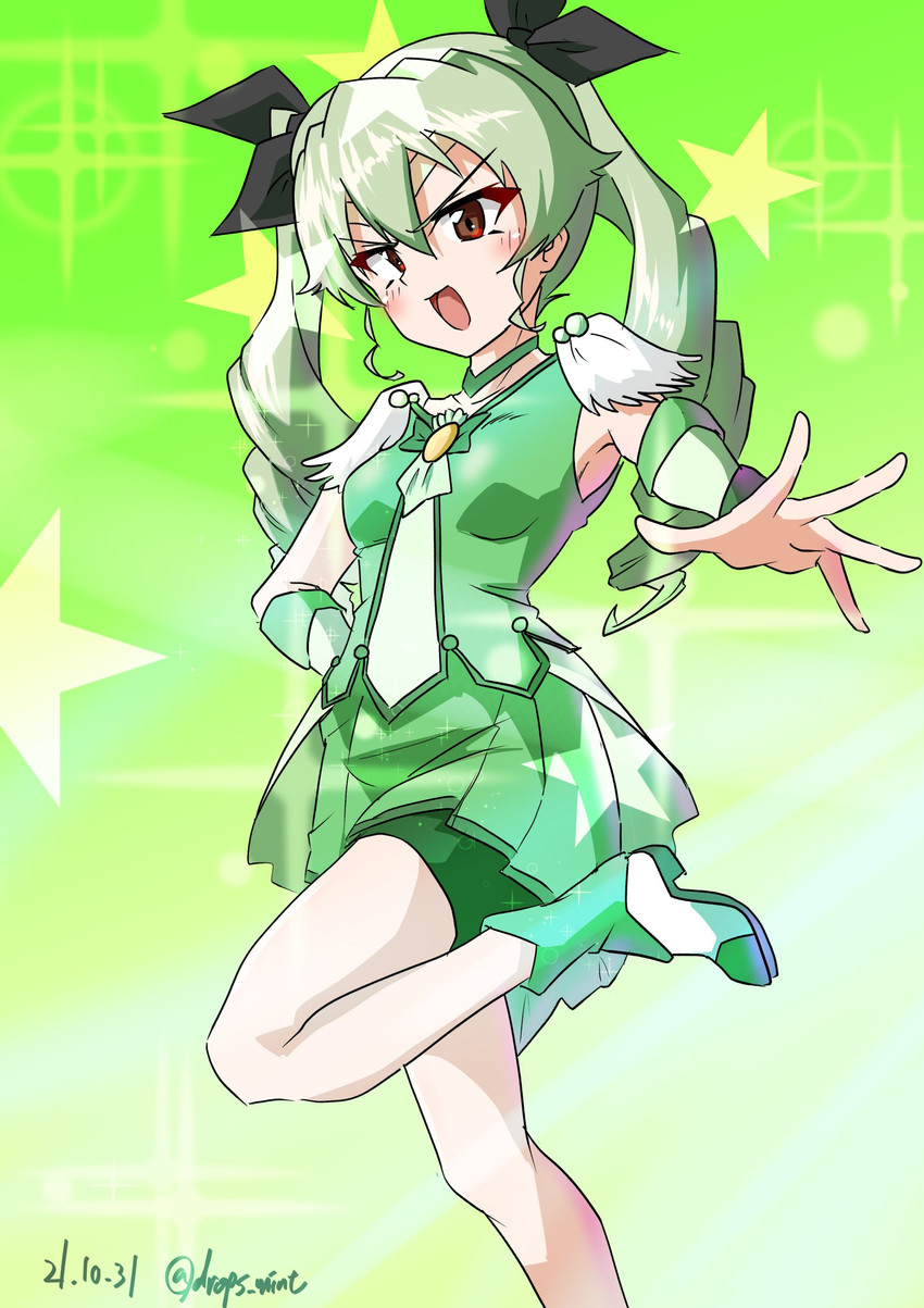 anchovy and cure march (girls und panzer and 2 more) drawn by drops_mint