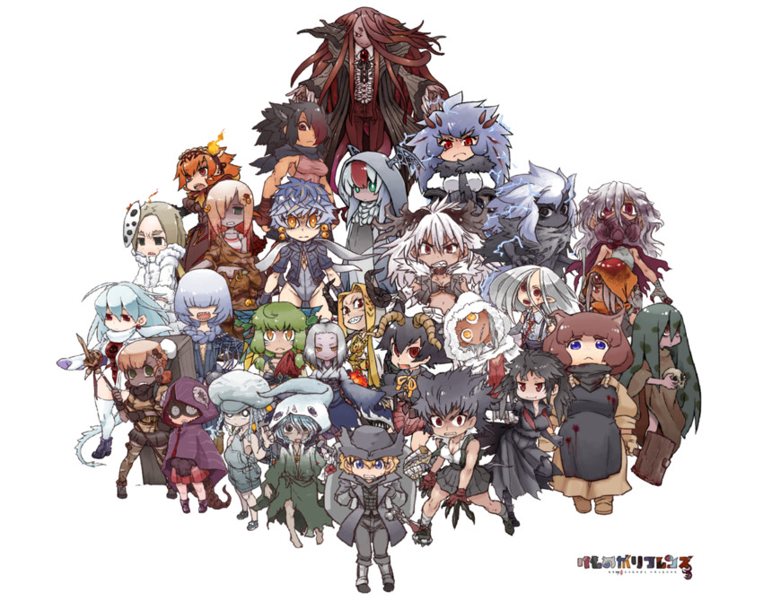 hunter, amygdala, moon presence, ebrietas daughter of the cosmos, cleric beast, and 24 more (kemono friends and 1 more) drawn by yagi_mutsuki
