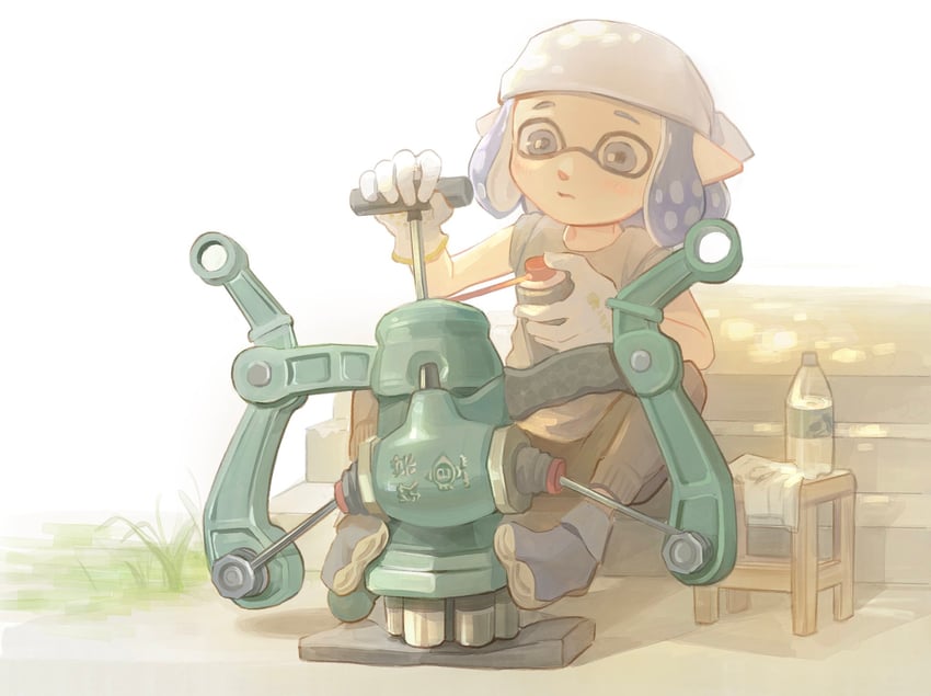 inkling player character and inkling girl (splatoon and 1 more) drawn by dokkoi_yuzame