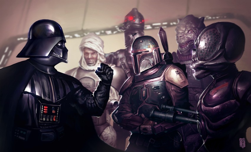 darth vader, boba fett, ig-88, bossk, dengar, and 1 more (star wars and 1 more) drawn by tyler_james