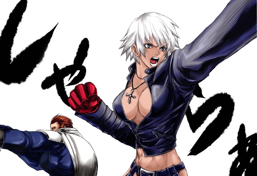 k' and maxima (the king of fighters) drawn by choker_(pixiv)