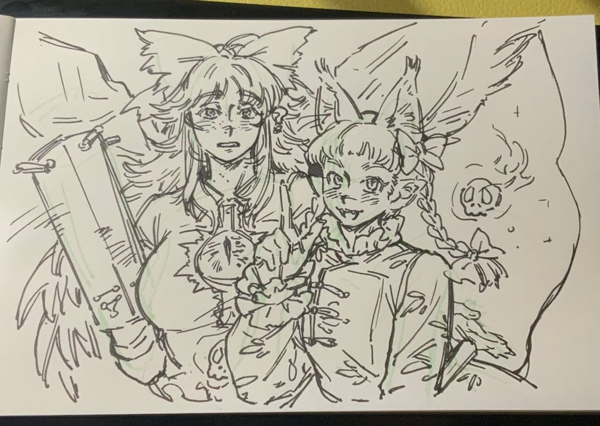 kaenbyou rin and reiuji utsuho (touhou) drawn by shark_bbq