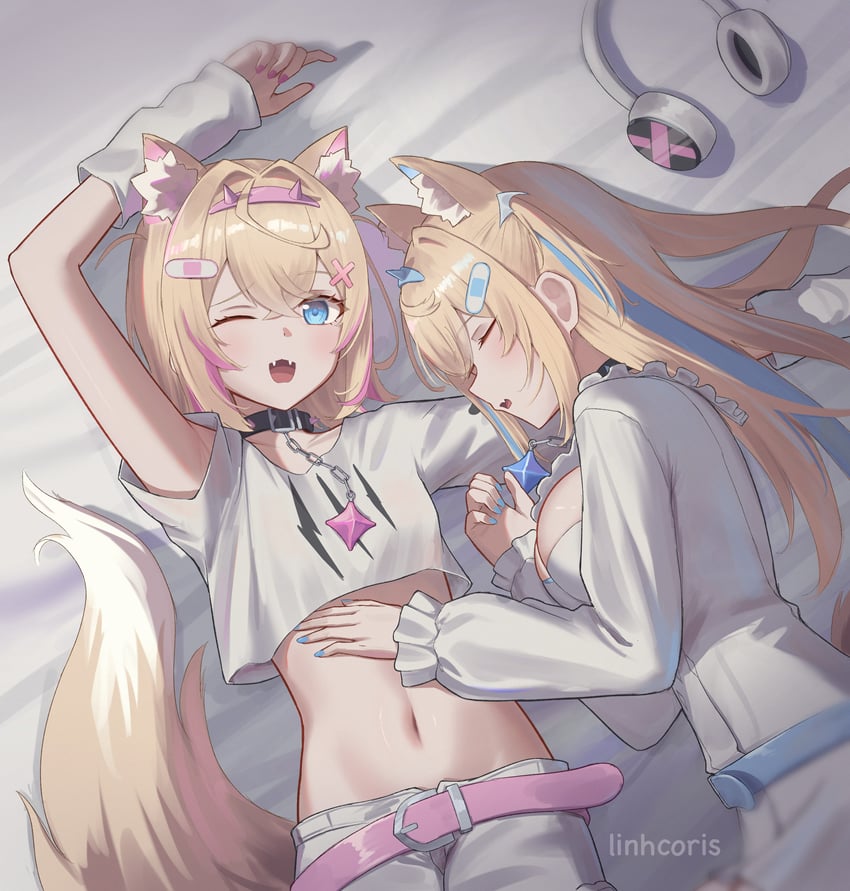 fuwawa abyssgard and mococo abyssgard (hololive and 1 more) drawn by linhcoris