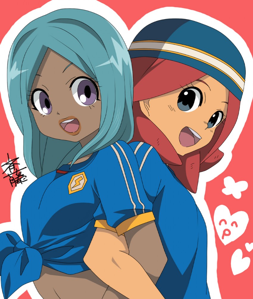 zaizen touko and urabe rika (inazuma eleven) drawn by sukoyaka_(100hituzi)