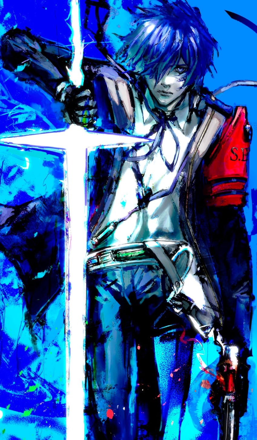 yuuki makoto (persona and 2 more) drawn by kyezzzz