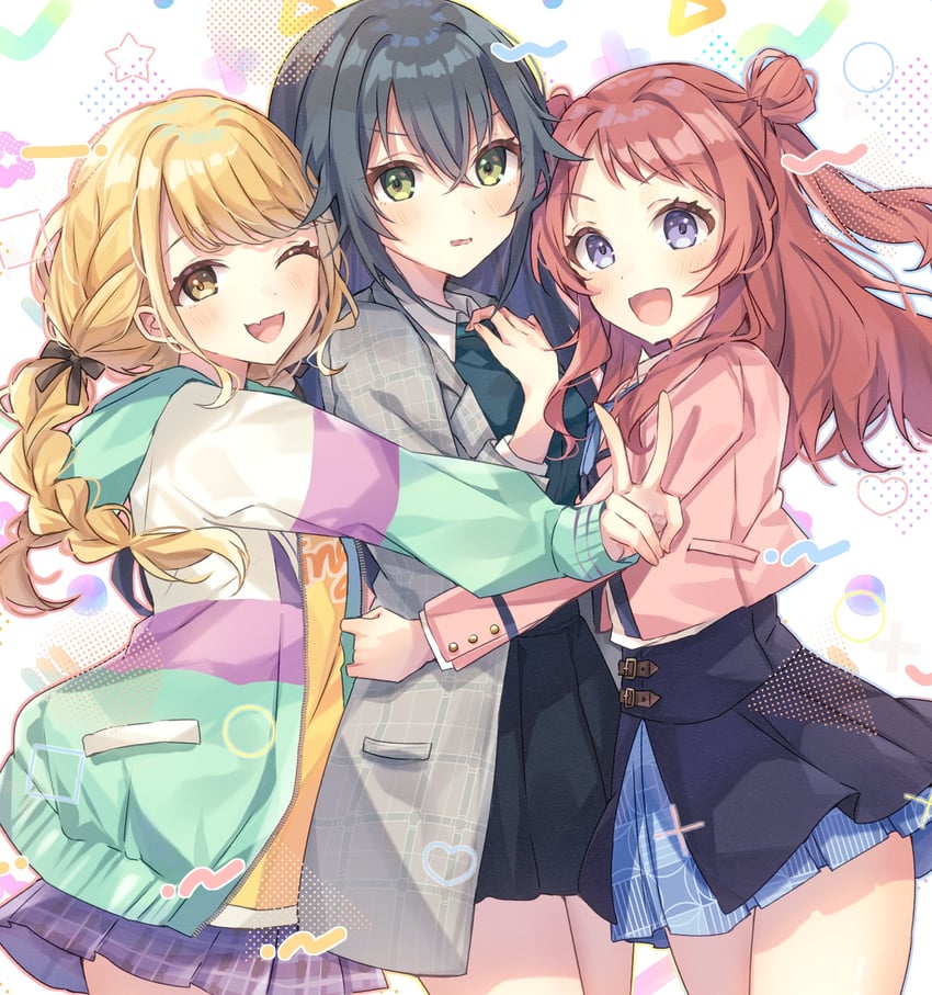 fujita kotone, hanami saki, and tsukimura temari (idolmaster and 1 more) drawn by sorashima_(117)