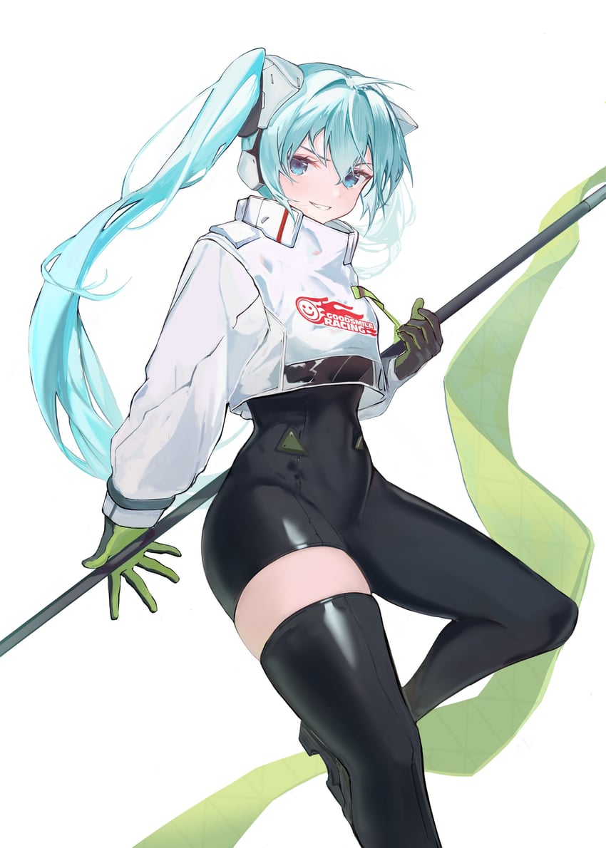 hatsune miku and racing miku (vocaloid and 1 more) drawn by kuki1628