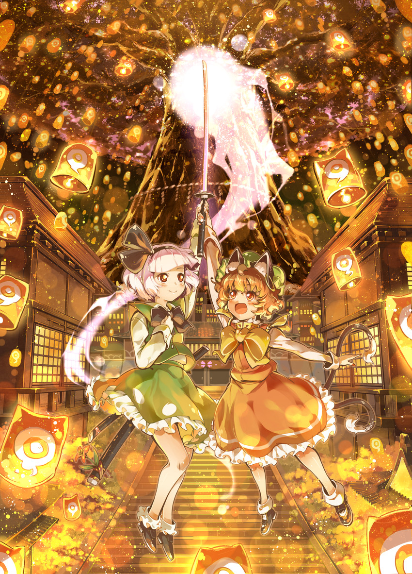 konpaku youmu, chen, and saigyou ayakashi (touhou) drawn by im_(badmasa)