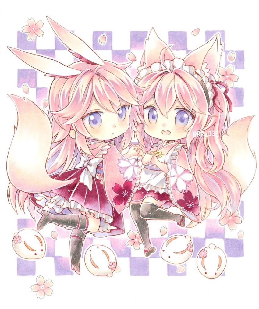 yae sakura and yae rin (honkai and 1 more) drawn by rra13l